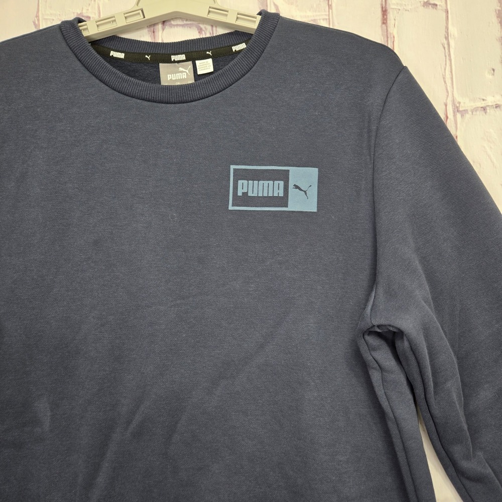 Puma Men's‎ Crew Neck Sweatshirt Navy Blue Size L Logo Graphic Casual Athletic
